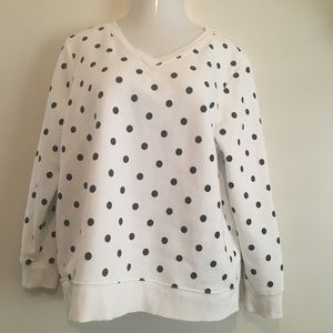 Old Navy white with black polka dots sweatshirt.